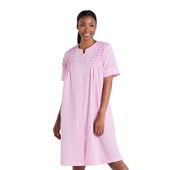 Women's Miss Elaine Essentials Seersucker Short Snap Robe