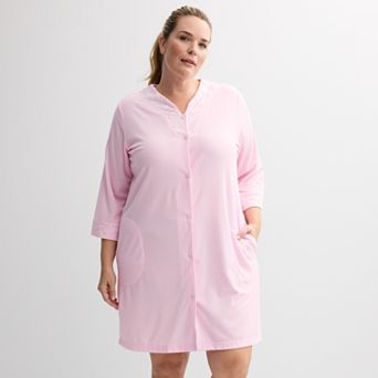 Plus Size Miss Elaine Essentials Terry Short Snap Robe