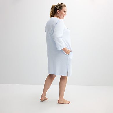 Plus Size Miss Elaine Essentials Brushed Waffle Short Snap Robe