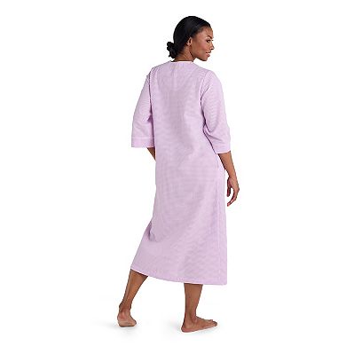 Women's Miss Elaine Essentials Seersucker Long Zip Robe