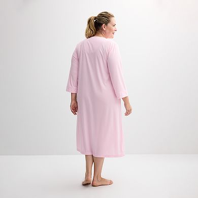 Plus Size Miss Elaine Essentials Terry Long Zip Robe