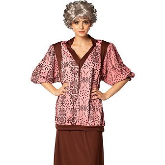 Golden Granny Strong Halloween Costume with Wig, Adult Size S-M