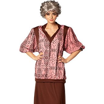 Golden Granny Strong Halloween Costume with Wig, Adult Size S-M