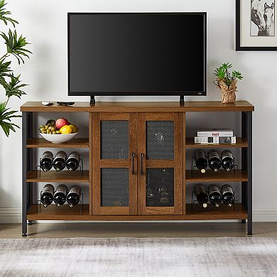Wine Bar Storage Cabinet, Sideboard Wine Racks & Stemware Holder