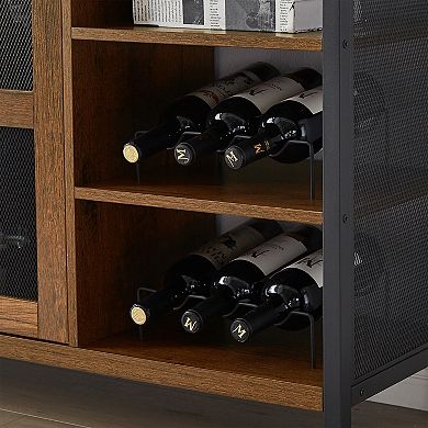 Wine Bar Storage Cabinet, Sideboard Wine Racks & Stemware Holder