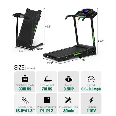 Folding Treadmill For Home Electric Treadmill Workout Running Machine