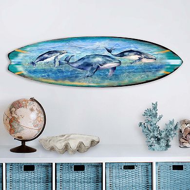 36" X 10" Surfboard Coastal Wall Art By G. Debrekht