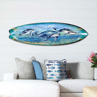 36" X 10" Surfboard Coastal Wall Art By G. Debrekht