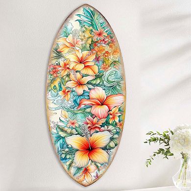 36" X 16" Surfboard Coastal Wall Art By G. Debrekht