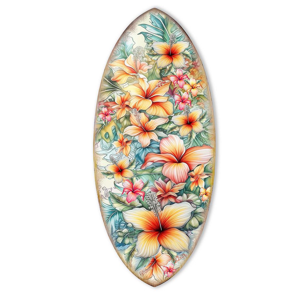 48" X 21" Surfboard Coastal Wall Art By G. Debrekht