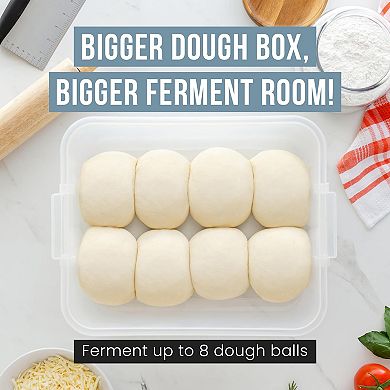 Chef Pomodoro Large Pizza Dough Proofing Box Kit 2-pack, 17 X 13-inch, Pizza Dough Container (grey)