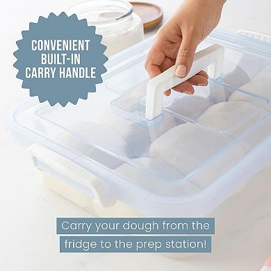 Chef Pomodoro Large Pizza Dough Proofing Box Kit 2-pack, 17 X 13-inch, Pizza Dough Container (grey)