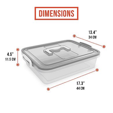 Chef Pomodoro Large Pizza Dough Proofing Box Kit 2-pack, 17 X 13-inch, Pizza Dough Container (grey)