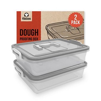 Chef Pomodoro Large Pizza Dough Proofing Box Kit 2-pack, 17 X 13-inch, Pizza Dough Container (grey)