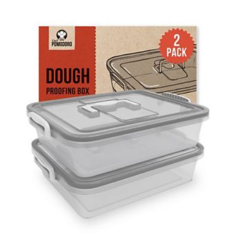 Chef Pomodoro Large Pizza Dough Proofing Box Kit 2-pack, 17 X 13-inch, Pizza Dough Container (grey)