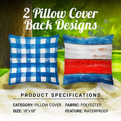 G128 18 X 18 In Patriotic Gnome & Fireworks Waterproof Pillow, Set Of 4
