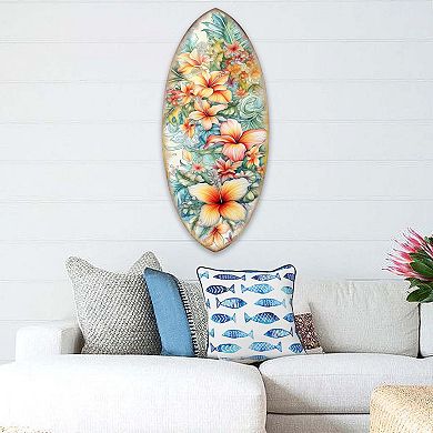 24" X 10.5" Surfboard Coastal Wall Art By G. Debrekht