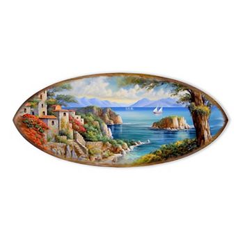 24" X 10.5" Surfboard Coastal Wall Art By G. Debrekht
