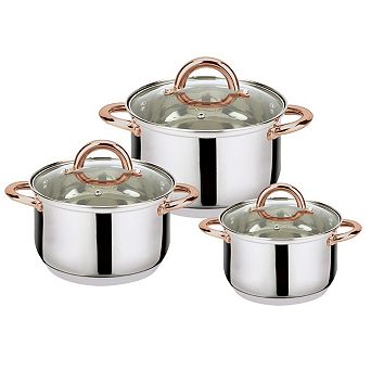 6 pc Stainless Steel Casserole Set Pots And Lids
