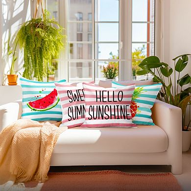 G128 18 X 18 In Hello Summer Pineapple Watermelon Waterproof Pillow, Set Of 4