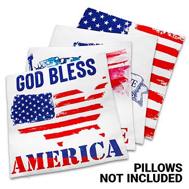 G128 18 X 18 In Patriotic Land Of Free Waterproof Throw Pillow Covers, Set Of 4