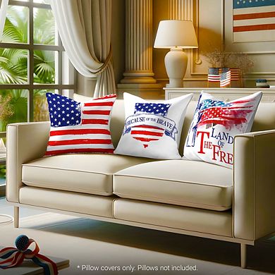 G128 18 X 18 In Patriotic Land Of Free Waterproof Throw Pillow Covers, Set Of 4
