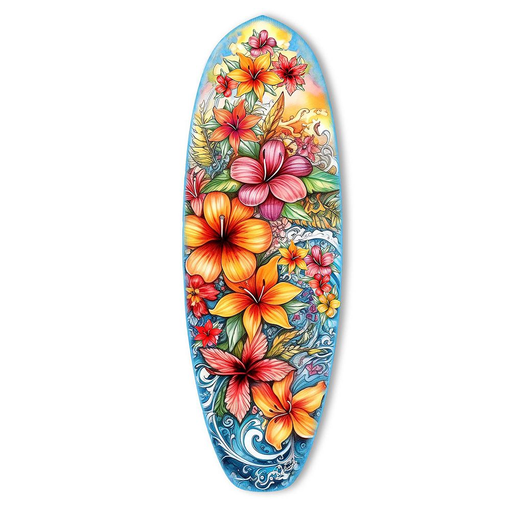 24" X 8" Surfboard Coastal Wall Art By G. Debrekht