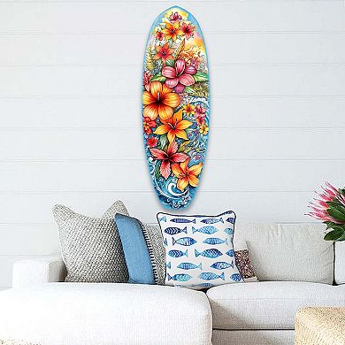 24" X 8" Surfboard Coastal Wall Art By G. Debrekht