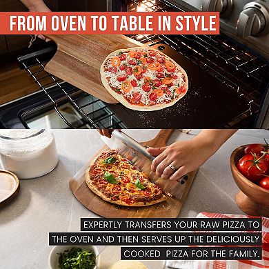 Chef Pomodoro 14-inch Acacia Pizza Peel, Wooden Pizza Peel 14 Inch