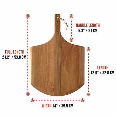 Chef Pomodoro 14-inch Acacia Pizza Peel, Wooden Pizza Peel 14 Inch