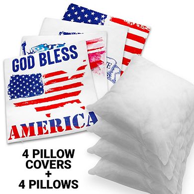 G128 18 X 18 In Patriotic Land Of Free Waterproof Pillow, Set Of 4