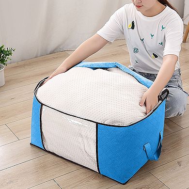 Clothes Storage Bag With Dual-zipper Thick Fabric Clear Window Set Of 2