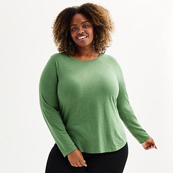 Plus Size Sonoma Goods For Life® Everyday Long Sleeve Crewneck T-Shirt