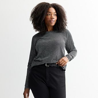 Plus Size Sonoma Goods For Life® Everyday Long Sleeve Crewneck T-Shirt