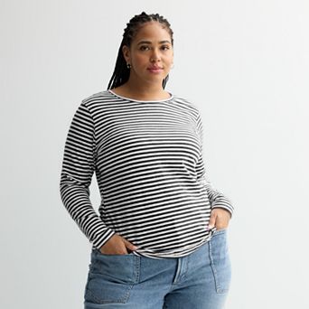 Plus Size Sonoma Goods For Life® Everyday Long Sleeve Crewneck T-Shirt