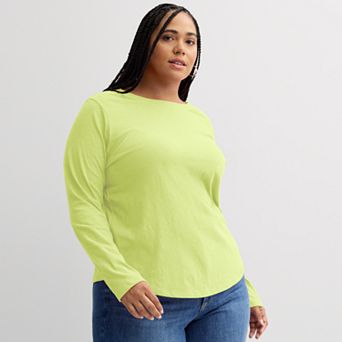Plus Size Sonoma Goods For Life® Everyday Long Sleeve Crewneck T-Shirt
