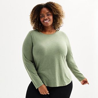 Plus Size Sonoma Goods For Life® Everyday Long Sleeve Crewneck T-Shirt