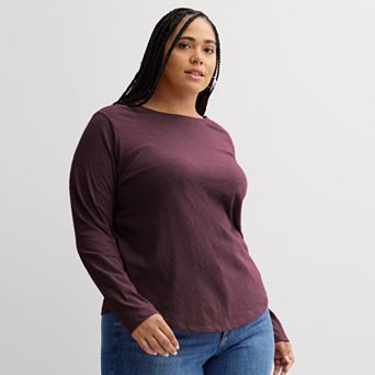 Plus Size Sonoma Goods For Life® Everyday Long Sleeve Crewneck T-Shirt