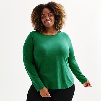Plus Size Sonoma Goods For Life® Everyday Long Sleeve Crewneck T-Shirt