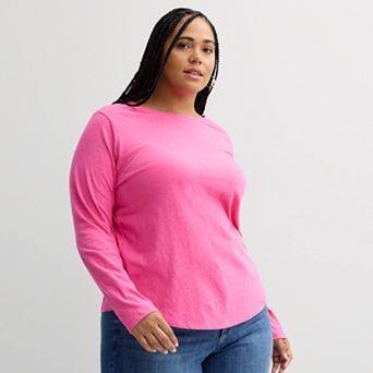 Plus Size Sonoma Goods For Life® Everyday Long Sleeve Crewneck T-Shirt