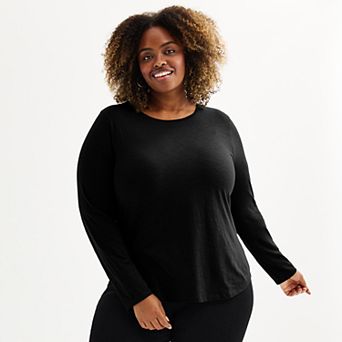 Plus Size Sonoma Goods For Life® Everyday Long Sleeve Crewneck T-Shirt