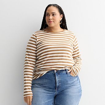 Plus Size Sonoma Goods For Life® Everyday Long Sleeve Crewneck T-Shirt