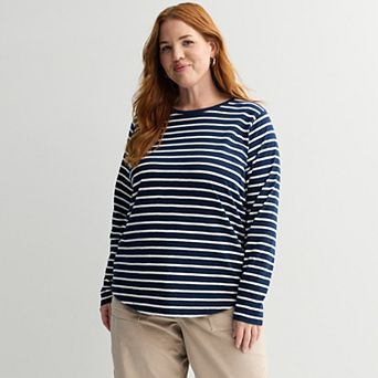 Plus Size Sonoma Goods For Life® Everyday Long Sleeve Crewneck T-Shirt