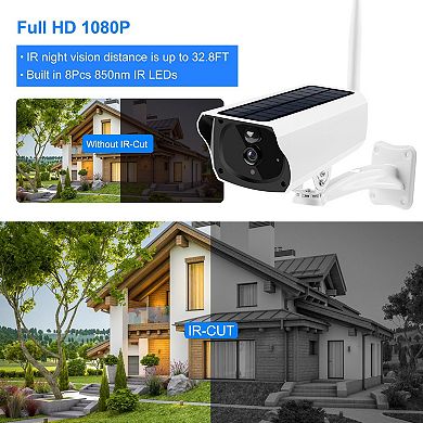 White, 1080p Solar Powered Wifi Ip Camera