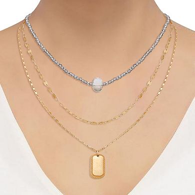 Berry Jewelry Two Tone Beaded & Chain Layered Necklace