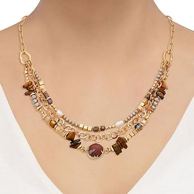 Berry Jewelry Gold Tone Semi-Precious Layered Necklace