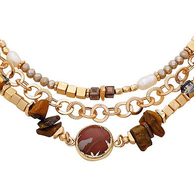 Berry Jewelry Gold Tone Semi-Precious Layered Necklace
