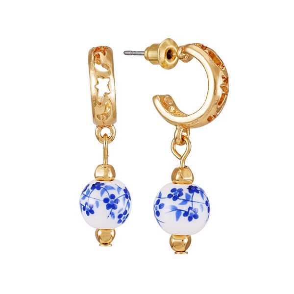 Gabbi Kelly Blue Bead Chain Drop Earrings