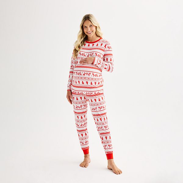 Maternity Jammies For Your Families® Candy Cane Fairisle Pajama Top