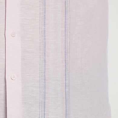 Men's Cubavera Linen Tri-Color Button-Down Shirt
